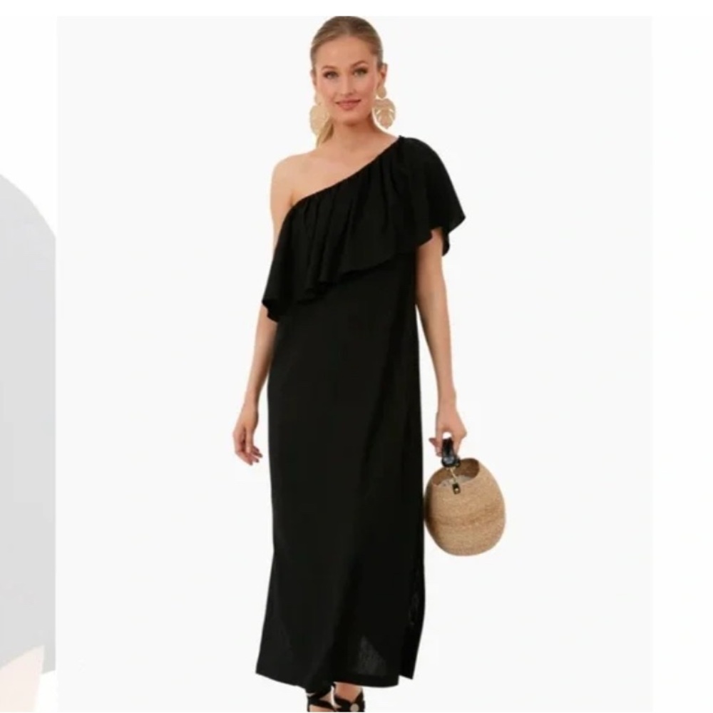 Pomander Place Black Florencia One Shoulder Maxi Dress